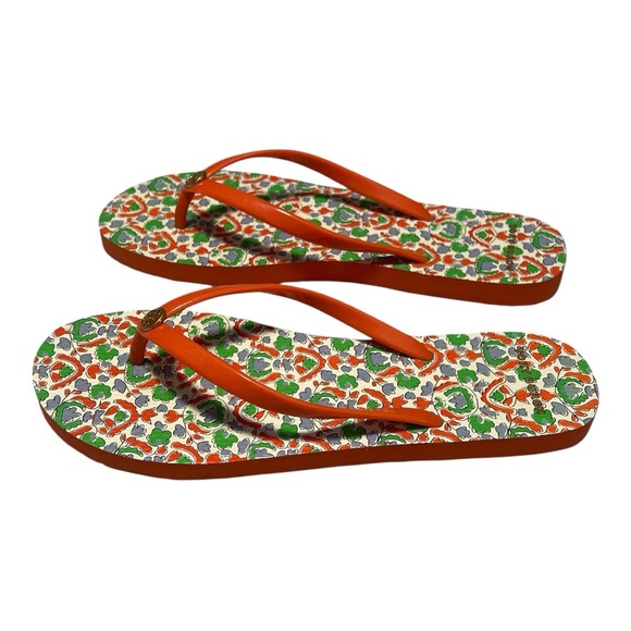 Tory Burch Bright Colorful Orange Thong Flip Flops Size 10 - Picture 2 of 3